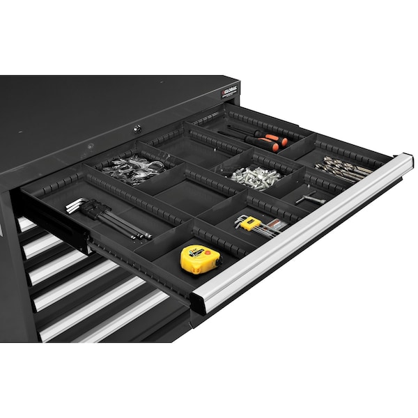Global Industrial Divider Kit for 3H Drawer of Modular Drawer Cabinet 30Wx27D, Black 316080 - main